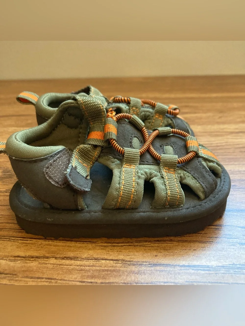 5/$15 Carter’s Baby Olive Green and Orange Sandals 2